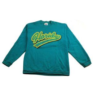 Vtg 80s Florida Mens L Sweatshirt Pullover Crewneck Blue Acid Wash State of Mine